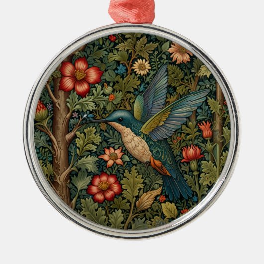 Retro Vintager Jugendstil-Kolibri Ornament Aus Metall (Vorne)