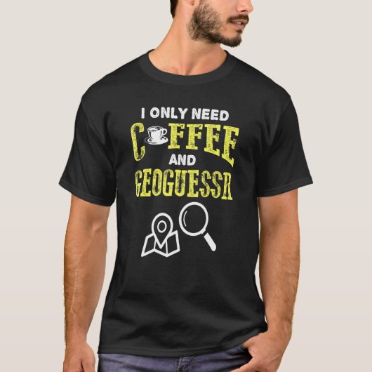 Retro-Vintager Kaffee- und Geoguessstandort T-Shirt (Vorderseite)