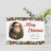 Retro Vintager klassischer Weihnachtsmann Feiertagskarte (Stehend Vorderseite)