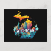 Retro Vintager Michigan Staat Map Postkarte (Vorderseite)