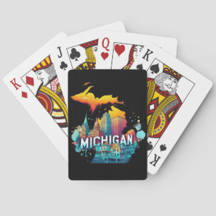 Retro Vintager Michigan Staat Map Spielkarten