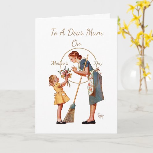 Retro/Vintager Muttertag Karte (Gelbe Blume)