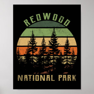 Retro Vintager Redwood-Nationalpark für Kinder Hik Poster