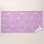 Retro Vintager rosa mit Blumenentwurf Strandtuch (Vorderseite)