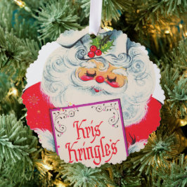 Retro Vintager Santa Koch hinzufügen Nachricht Ornament Karte