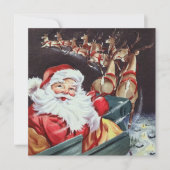 Retro Vintager Santa Rentier Einladung (Vorderseite)