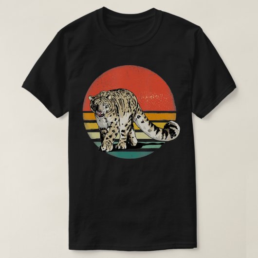 Retro Vintager Schneeleopard Cool Leopard T-Shirt (Design vorne)