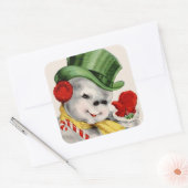 Retro Vintager Schneemann Weihnachtsaufkleber Quadratischer Aufkleber (Umschlag)