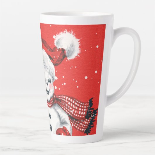 Retro Vintager Schneemann Weihnachtsschneemann Milchtasse (Rechts)