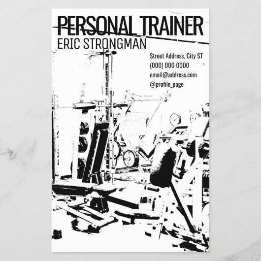 Retro Vintager Schwarz-weißer Fitnessraum Flyer (Vorne)