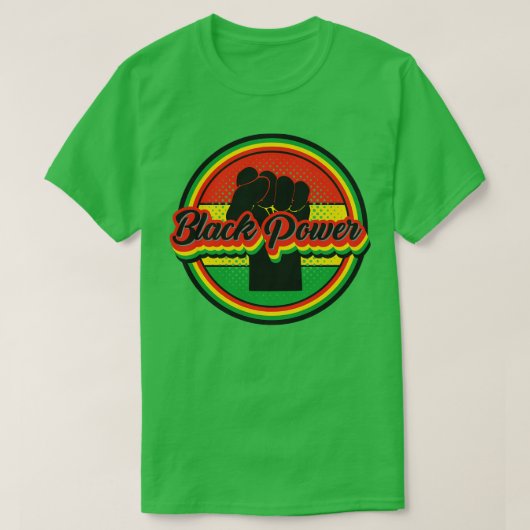Retro Vintager schwarzer Power Faust T-Shirt (Design vorne)