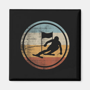 Retro Vintager Skilanglauf Skilaufen Slalom Magnet