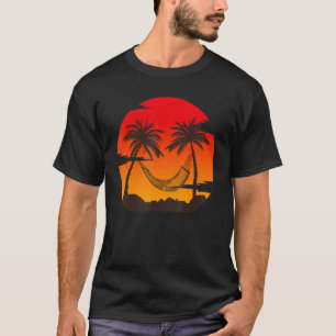 Retro Vintager Sonnenuntergang Coco Palm Tree Trop T-Shirt