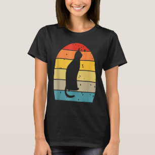Retro Vintager Sonnenuntergang Katze Silhouette Kä T-Shirt