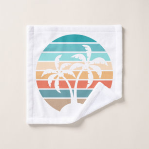Retro Vintager Sonnenuntergang und Palmen Waschlappen