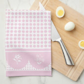 Retro Vintager Stil Pink Polka Dot Jakobsmuschel Geschirrtuch (Viertel Falte)