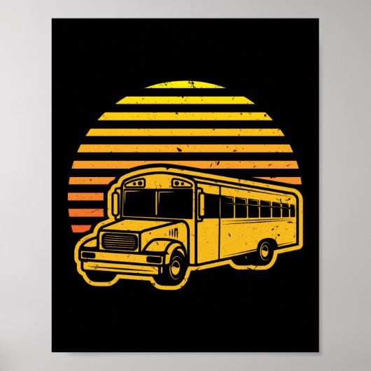 Retro-Vintager Sunset-Schulbusfahrer Poster (Vorne)