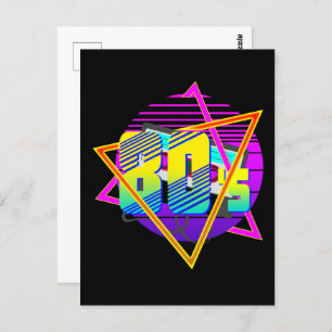 Retro-Vintager Sunset-T - Shirt der 80er Jahre Postkarte