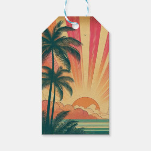 Retro/Vintager tropischer/hawaiianischer Sonnenunt Geschenkanhänger