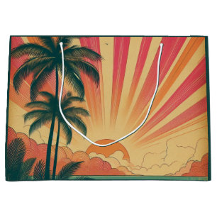 Retro/Vintager tropischer/hawaiianischer Sonnenunt Große Geschenktüte