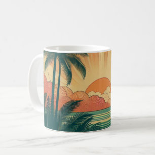 Retro/Vintager tropischer/hawaiianischer Sonnenunt Kaffeetasse