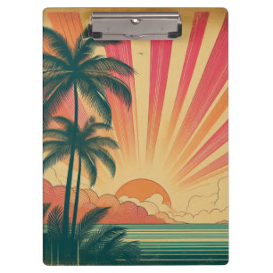 Retro/Vintager tropischer/hawaiianischer Sonnenunt Klemmbrett