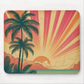 Retro/Vintager tropischer/hawaiianischer Sonnenunt Mousepad (Vorne)
