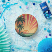 Retro/Vintager tropischer/hawaiianischer Sonnenunt Pappteller (Party)