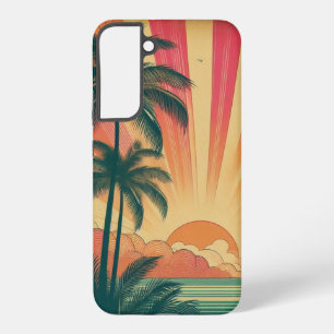 Retro/Vintager tropischer/hawaiianischer Sonnenunt Samsung Galaxy Hülle