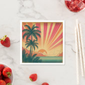 Retro/Vintager tropischer/hawaiianischer Sonnenunt Serviette (Beispiel)