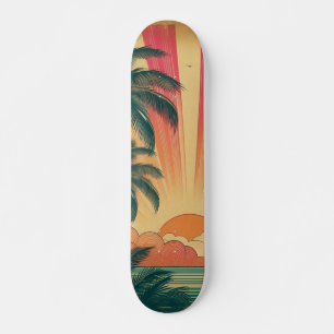 Retro/Vintager tropischer/hawaiianischer Sonnenunt Skateboard