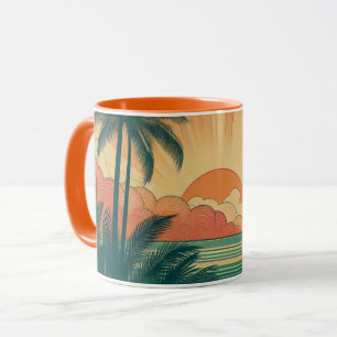 Retro/Vintager tropischer/hawaiianischer Sonnenunt Tasse