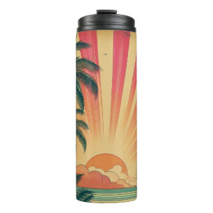 Retro/Vintager tropischer/hawaiianischer Sonnenunt Thermosbecher