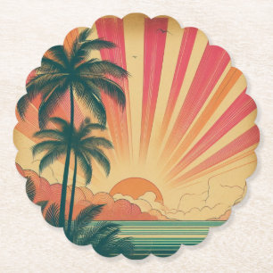 Retro/Vintager tropischer/hawaiianischer Sonnenunt Untersetzer