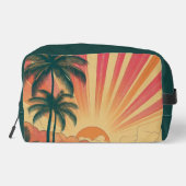 Retro/Vintager tropischer/hawaiianischer Sonnenunt Waschbeutel (Rückseite)