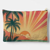 Retro/Vintager tropischer/hawaiianischer Sonnenunt Zubehörtasche (Rückseite)