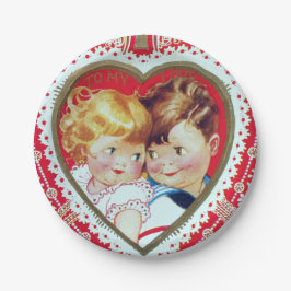 Retro Vintager Valentine scherzt Partypapierplatte Pappteller