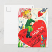 Retro-Vintager Valentinjunge Feiertagspostkarte (Vorne/Hinten)