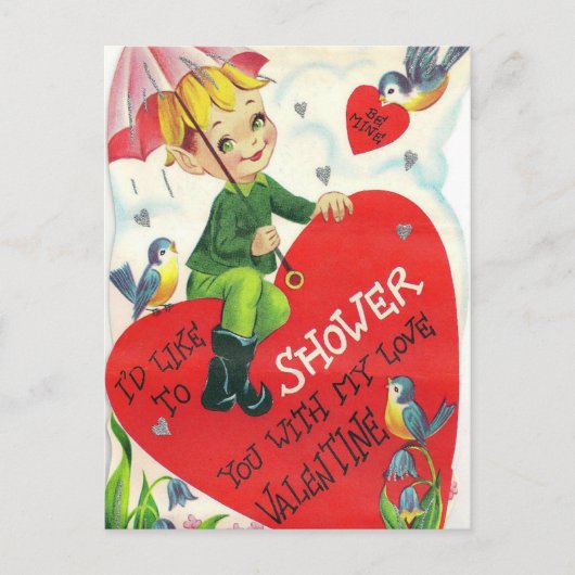 Retro-Vintager Valentinjunge Feiertagspostkarte (Vorderseite)