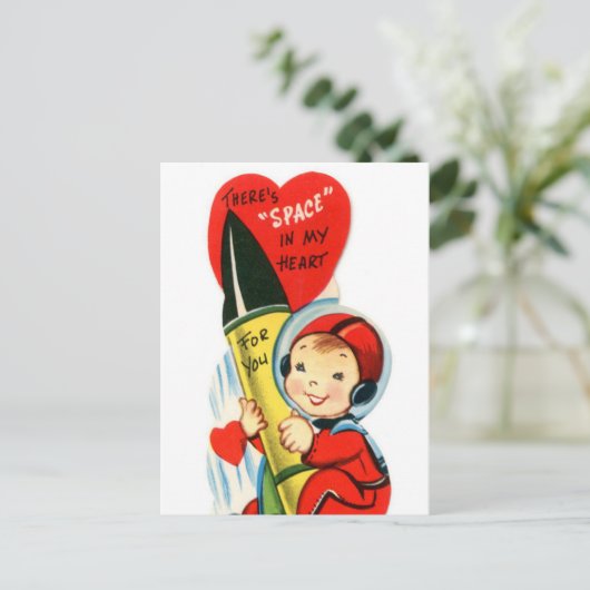 Retro-Vintager Valentinsjunge Postkarte (Stehend Vorderseite)