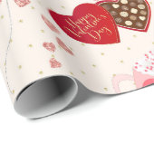 Retro Vintager Valentinstag Schokoladenherzen Geschenkpapier (Rolleneckpunkt)