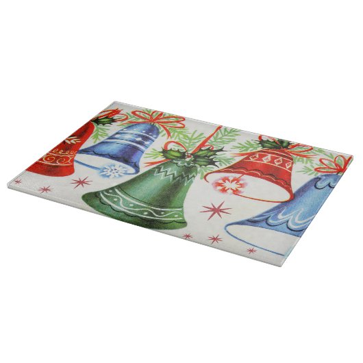 Retro Vintager Weihnachtsglocken Schneidebrett (Ecke)