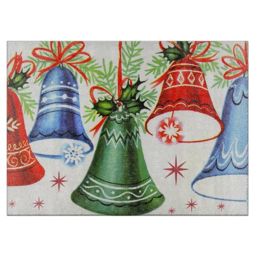 Retro Vintager Weihnachtsglocken Schneidebrett (Vorderseite)
