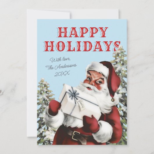 Retro Vintager Weihnachtsmann/ Geschenkkarte für N (Vorderseite)