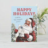 Retro Vintager Weihnachtsmann/ Geschenkkarte für N (Stehend Vorderseite)