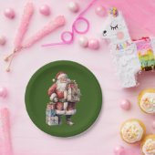 Retro Vintager Weihnachtsmann mit angenehmen Gesch Pappteller (Party)
