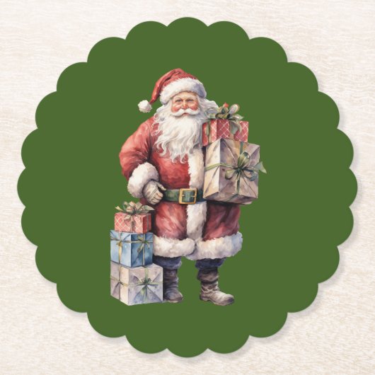 Retro Vintager Weihnachtsmann mit angenehmen Gesch Untersetzer (Vorderseite)