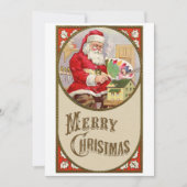 Retro Vintager Weihnachtsmann mit seinen Malereien Einladung (Vorderseite)