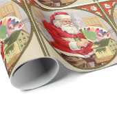 Retro Vintager Weihnachtsmann mit seinen Malereien Geschenkpapier (Rolleneckpunkt)
