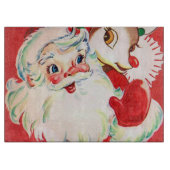 Retro Vintager Weihnachtssankt-Renausschnitt Schneidebrett (Vorderseite)